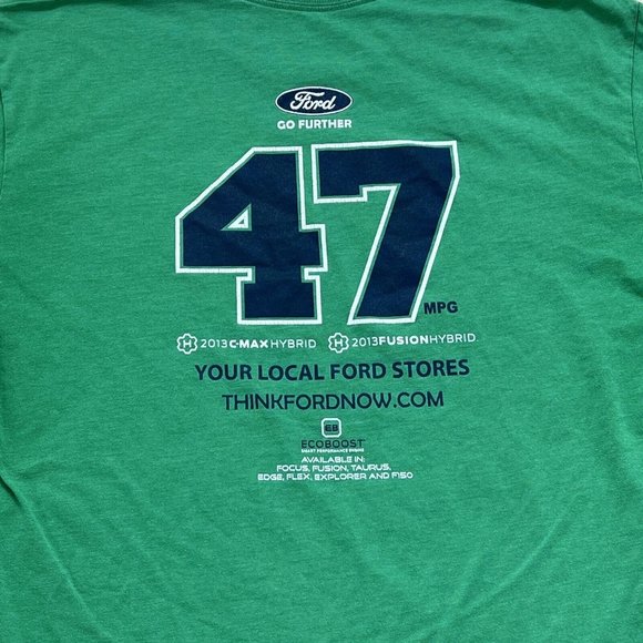 Jazz Ford Mens T Shirt XL Green Short Sleeve Graphic Ford Goes Further - Picture 7 of 9